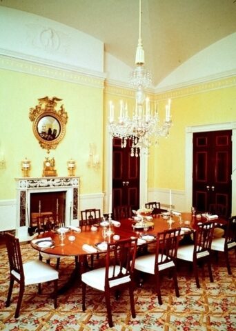 Family Dining Room after the Kennedy restoration, ca. 1963.