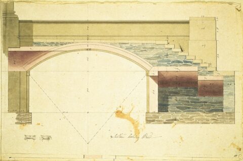 Section through the segmental vault supporting the areaway bridge on the north side of the White House. (White House History Number 29)