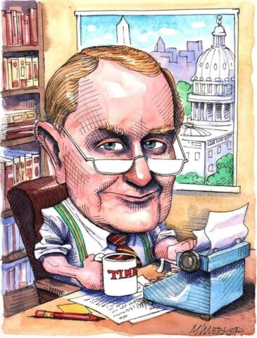 Hugh Sidey, a caracature by Matt Wuerker