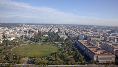The Ellipse, photographed from the Washington Monument, 2010.