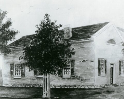 The first White House stable completed in 1800 on the corner of 14th and G Streets, N.W. was remodeled as a school in 1821 and demolished about 1886.